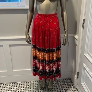 VINTAGE CAROLE LITTLE LONG BOHO SOHO HIPPIE SKIRT SZ M ELASTIC  WAIST